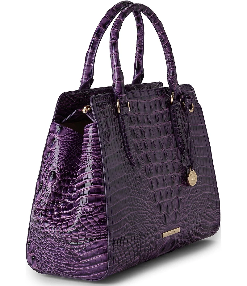 BRAHMIN Melbourne Collection Heroic Purple Small Finley Satchel Bag