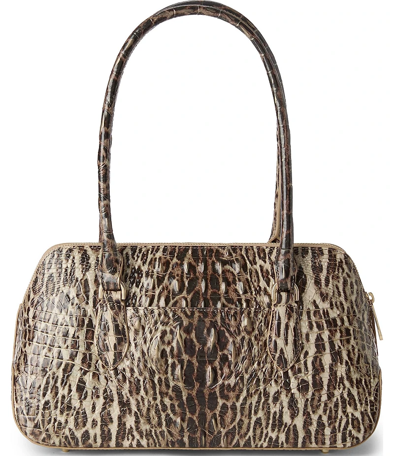 BRAHMIN Melbourne Collection Jennifer Ocelot Animal Print Satchel Bag