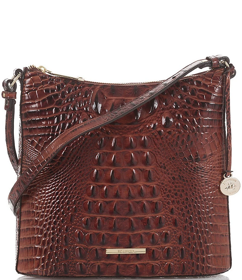 BRAHMIN Melbourne Collection Katie Leather Crocodile-Embossed Crossbody Bag