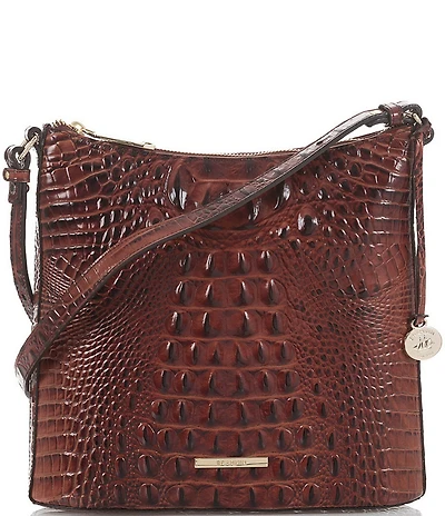BRAHMIN Melbourne Collection Katie Leather Crocodile-Embossed Crossbody Bag