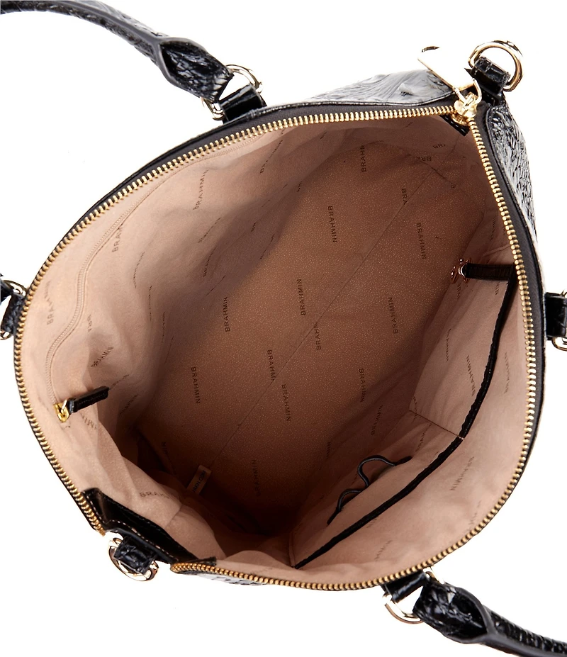 BRAHMIN Melbourne Collection Large Duxbury Crocodile-Embossed Dome Satchel Bag