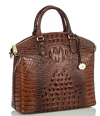 BRAHMIN Melbourne Collection Large Duxbury Crocodile-Embossed Dome Satchel Bag