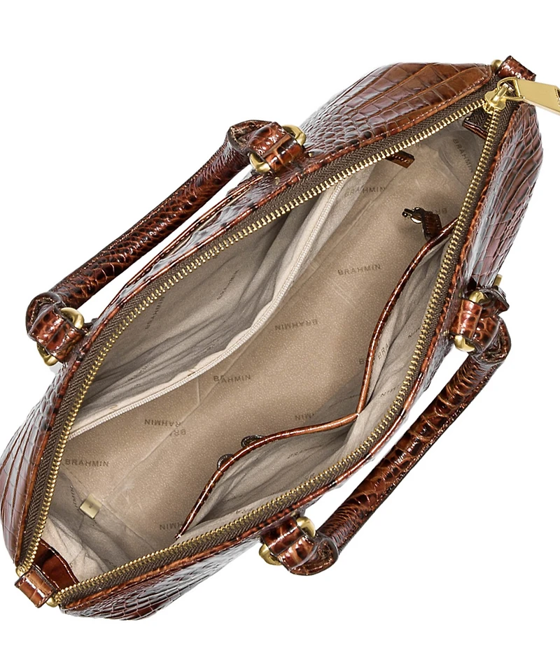 BRAHMIN Melbourne Collection Large Duxbury Crocodile-Embossed Dome Satchel Bag