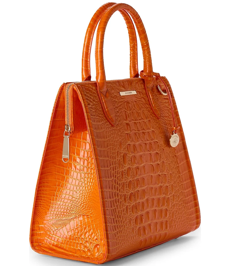 BRAHMIN Melbourne Collection Mango Orange Caroline Satchel Bag