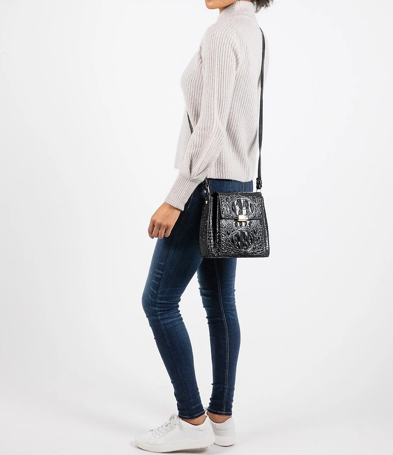 BRAHMIN Melbourne Collection Margo Crocodile-Embossed Crossbody Bag