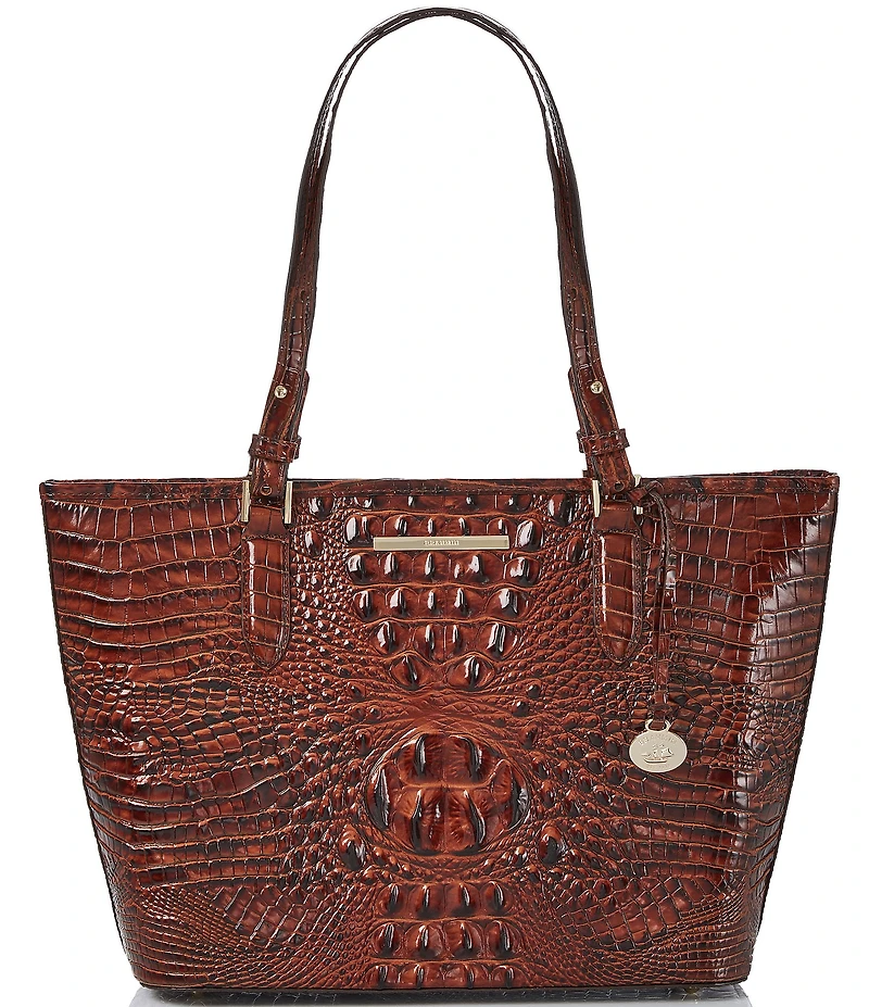 BRAHMIN Melbourne Collection Leather Crocodile-Embossed Medium Asher Tote Bag
