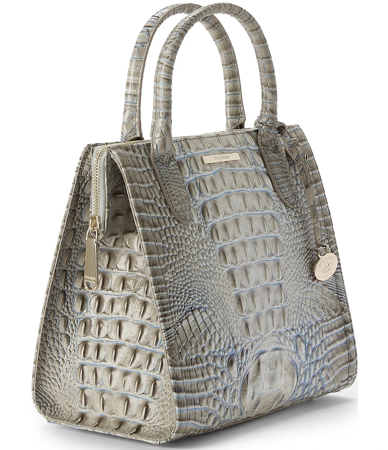 BRAHMIN Melbourne Collection Mindful Grey Small Caroline Satchel Bag