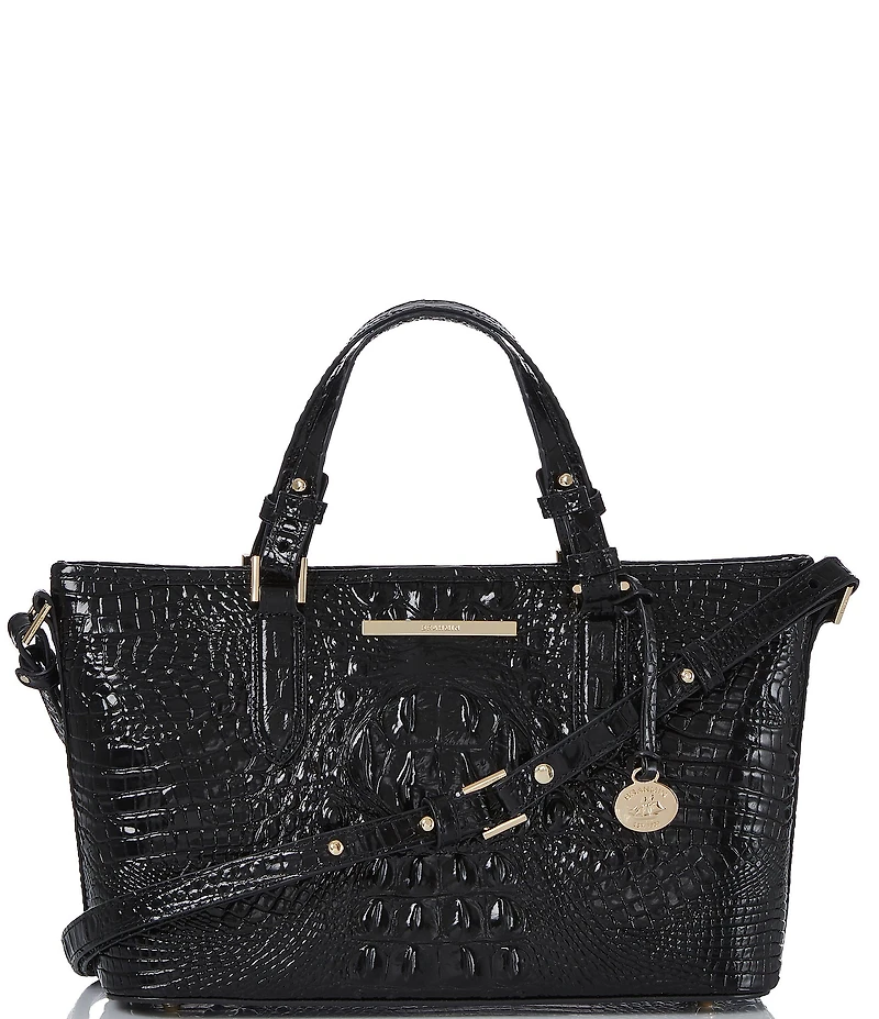 BRAHMIN Melbourne Collection Mini Asher Crocodile-Embossed Satchel Bag
