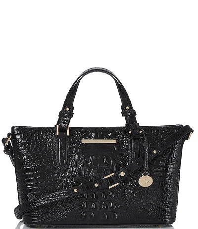 BRAHMIN Melbourne Collection Mini Asher Crocodile-Embossed Satchel Bag