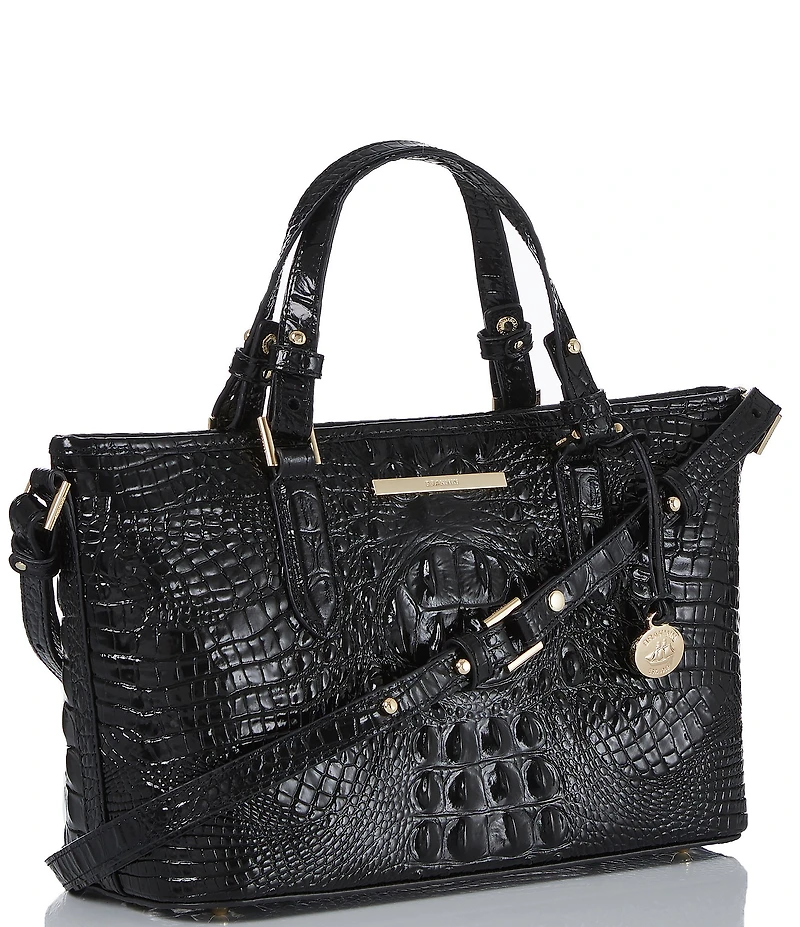BRAHMIN Melbourne Collection Mini Asher Crocodile-Embossed Satchel Bag