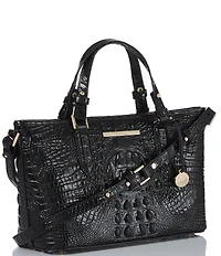 BRAHMIN Melbourne Collection Mini Asher Crocodile-Embossed Satchel Bag