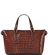 BRAHMIN Melbourne Collection Mini Asher Crocodile-Embossed Satchel Bag
