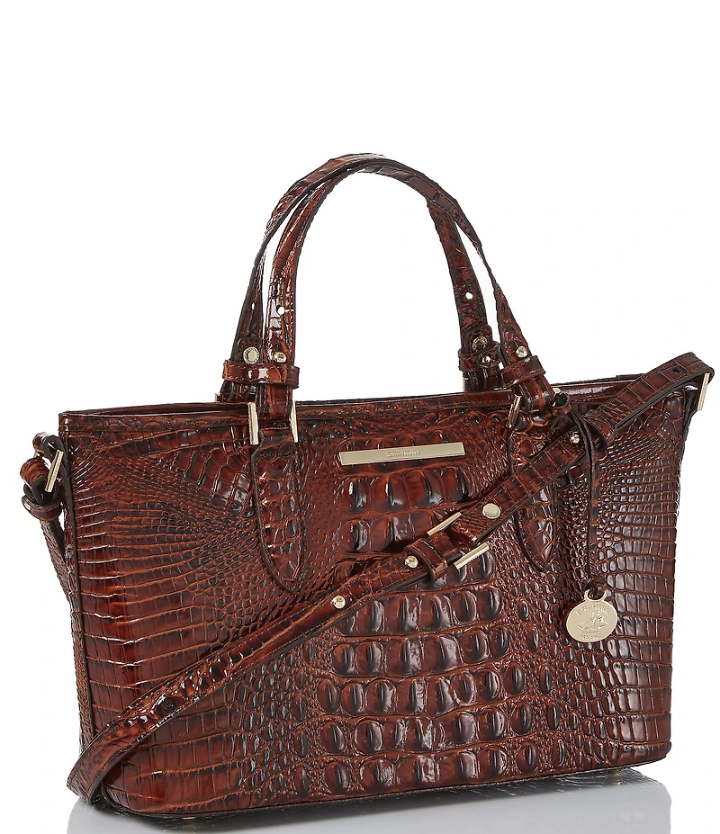 BRAHMIN Melbourne Collection Mini Asher Crocodile-Embossed Satchel Bag