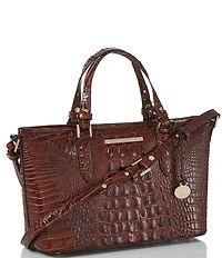 BRAHMIN Melbourne Collection Mini Asher Crocodile-Embossed Satchel Bag