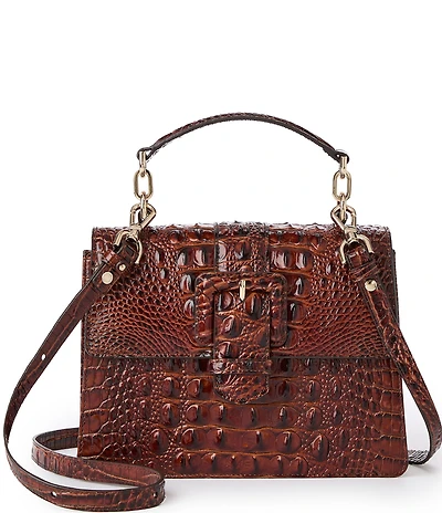 BRAHMIN Melbourne Hallie Pecan Buckled Satchel Bag