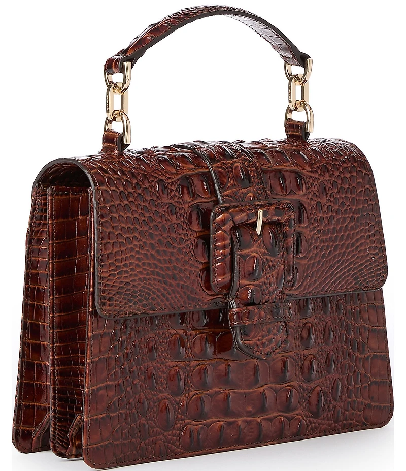 BRAHMIN Melbourne Hallie Pecan Buckled Satchel Bag