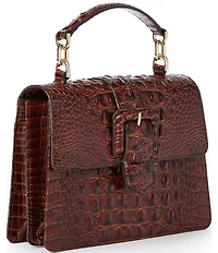 BRAHMIN Melbourne Hallie Pecan Buckled Satchel Bag