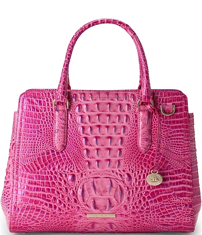 BRAHMIN Melbourne Collection Phlox Pink Small Finley Satchel Bag
