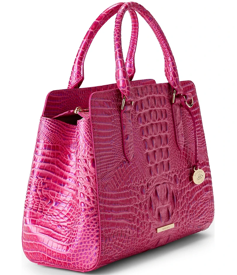 BRAHMIN Melbourne Collection Phlox Pink Small Finley Satchel Bag