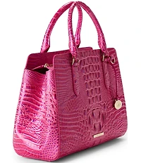 BRAHMIN Melbourne Collection Phlox Pink Small Finley Satchel Bag