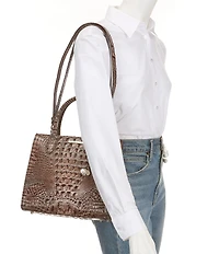 BRAHMIN Melbourne Collection Smokey Taupe Small Caroline Satchel Bag