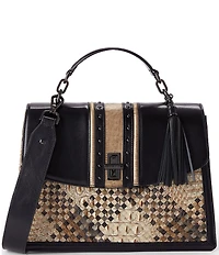 BRAHMIN Melbourne Collection Taupe Fields Hallie Top Handle Satchel Bag