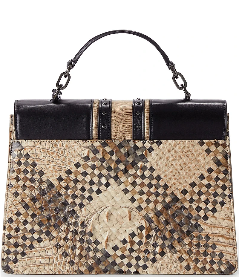 BRAHMIN Melbourne Collection Taupe Fields Hallie Top Handle Satchel Bag
