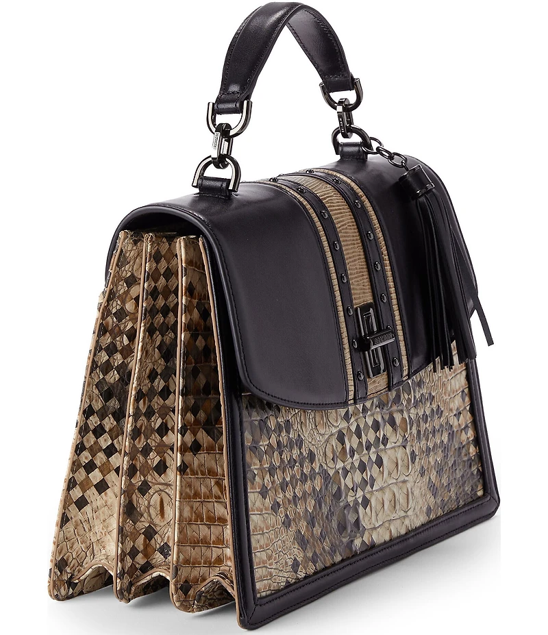 BRAHMIN Melbourne Collection Taupe Fields Hallie Top Handle Satchel Bag