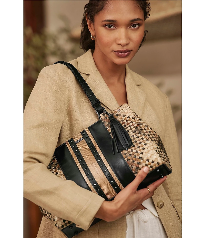 BRAHMIN Melbourne Collection Taupe Fields Josette Tote Bag