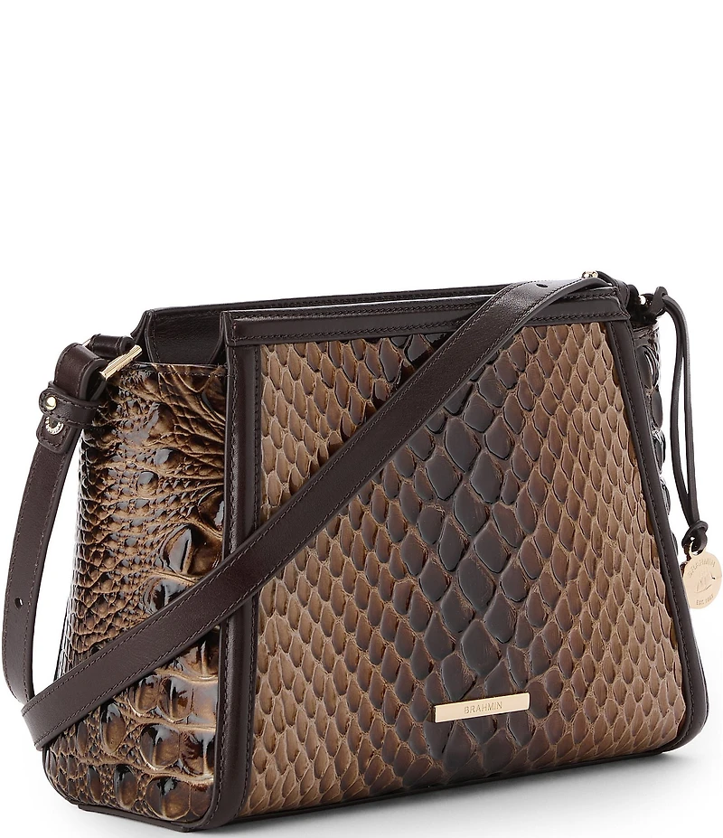 BRAHMIN Melbourne Collection Hillary Snake Print Crossbody Bag