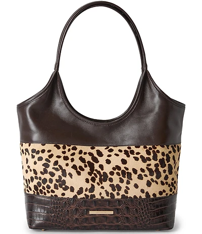 BRAHMIN Melora Espresso Natrona Collection Animal Print Tote Bag