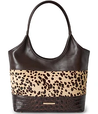 BRAHMIN Melora Espresso Natrona Collection Animal Print Tote Bag