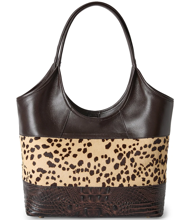BRAHMIN Melora Espresso Natrona Collection Animal Print Tote Bag