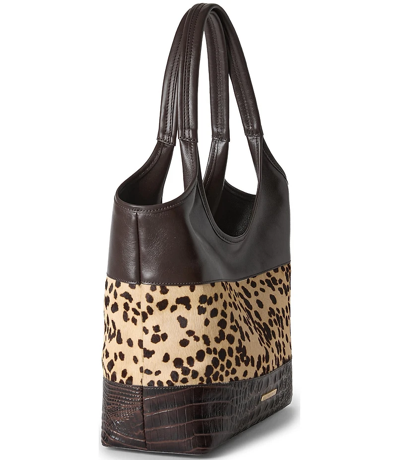 BRAHMIN Melora Espresso Natrona Collection Animal Print Tote Bag