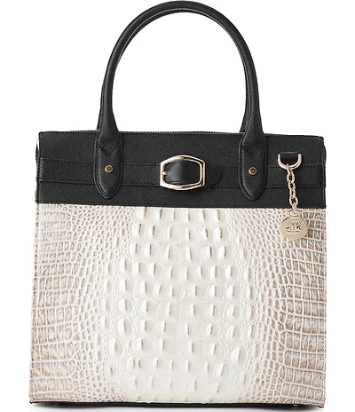 BRAHMIN Minden Collection Winter White Caroline Satchel Bag