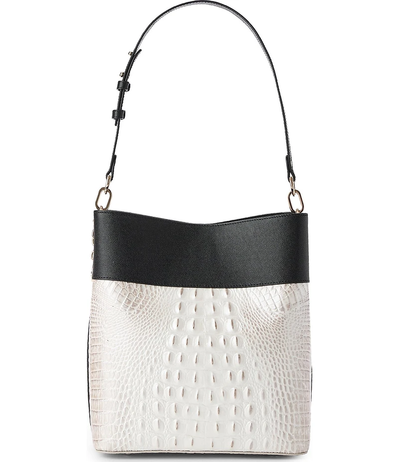 BRAHMIN Minden Collection Winter White Celina Bucket Shoulder Bag