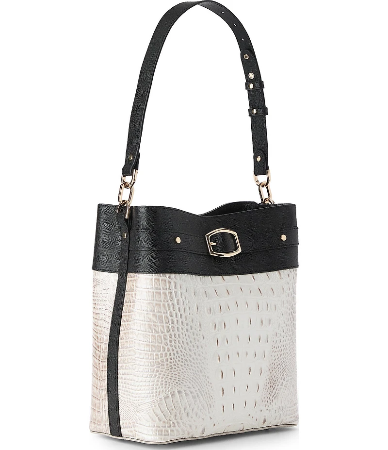 BRAHMIN Minden Collection Winter White Celina Bucket Shoulder Bag