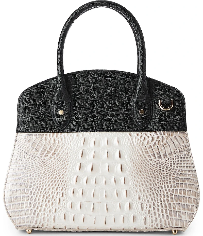 BRAHMIN Minden Collection Winter White Rosetta Satchel Bag