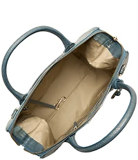 BRAHMIN Moonlit Blue Ballad Lizard Caroline Satchel Bag