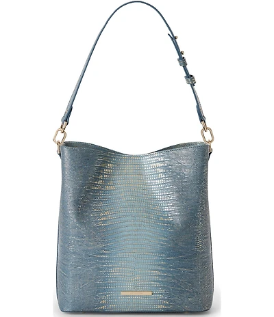 BRAHMIN Moonlit Blue Ballad Lizard Celina Bucket Bag