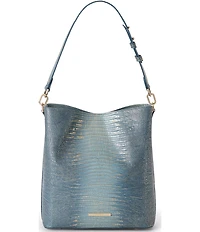 BRAHMIN Moonlit Blue Ballad Lizard Celina Bucket Bag