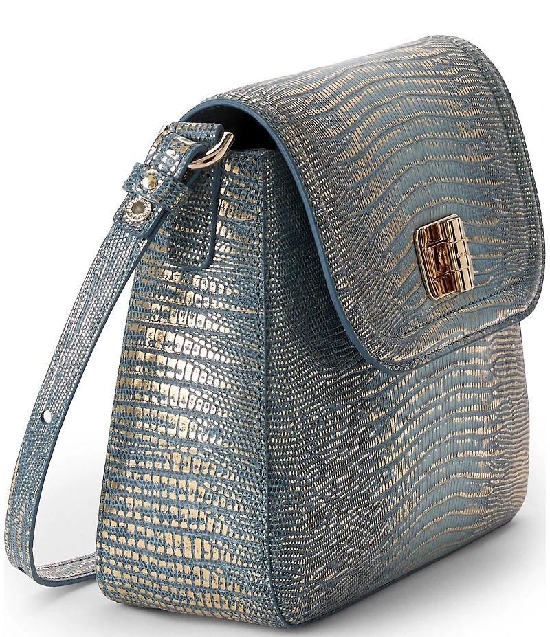 BRAHMIN Moonlit Blue Ballad Lizard Gianna Crossbody Bag