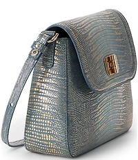 BRAHMIN Moonlit Blue Ballad Lizard Gianna Crossbody Bag