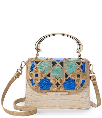 BRAHMIN Mosaic Collection Multi Small Hallie Satchel Bag