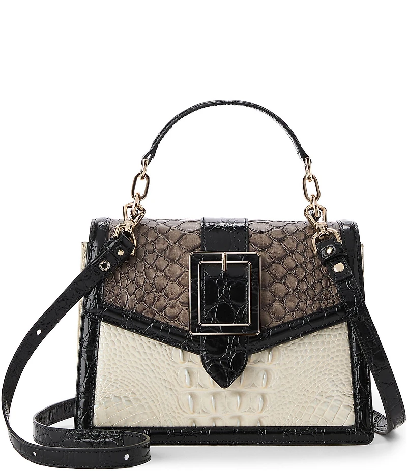 BRAHMIN Figaro Collection Hallie Color Block Belted Small Satchel Bag