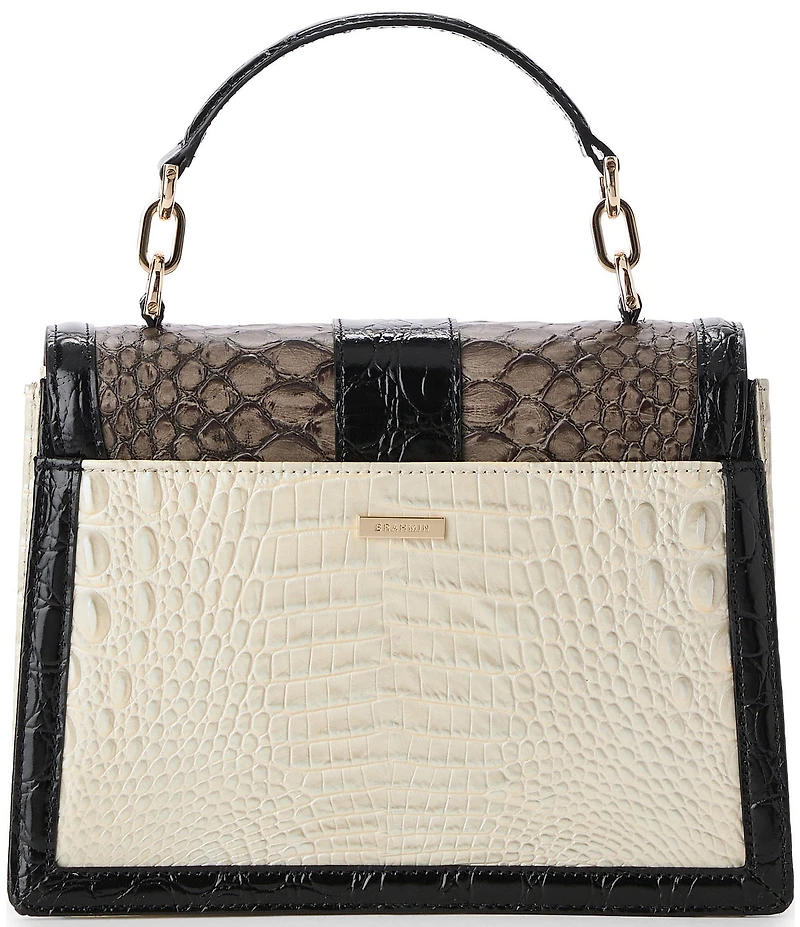 BRAHMIN Figaro Collection Hallie Color Block Belted Small Satchel Bag