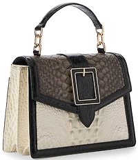 BRAHMIN Figaro Collection Hallie Color Block Belted Small Satchel Bag