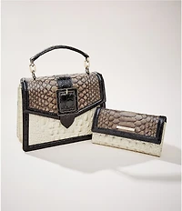 BRAHMIN Figaro Collection Hallie Color Block Belted Small Satchel Bag