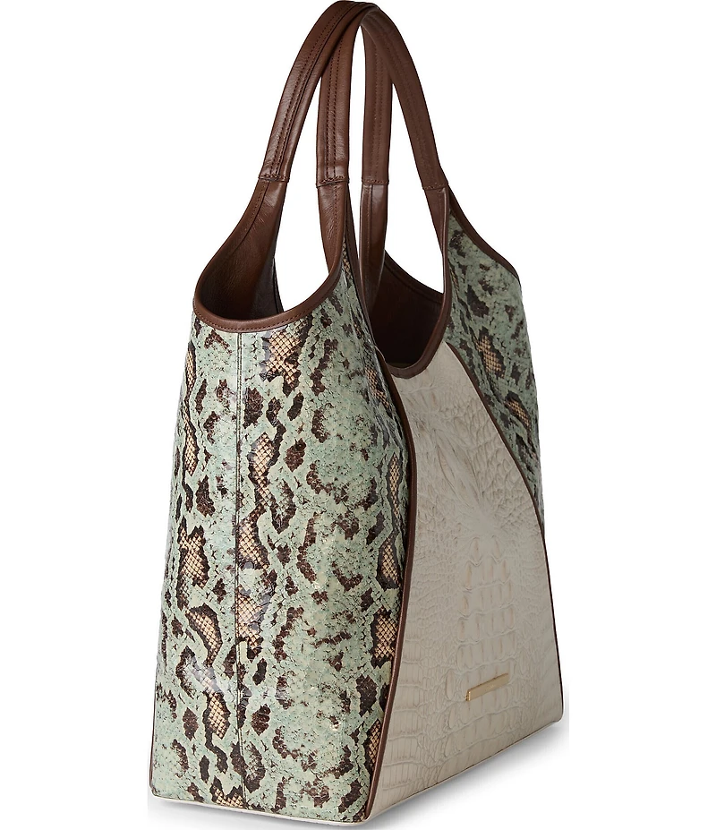BRAHMIN Multi Genoa Collection Snake Embossed Iona Oversized Tote Bag