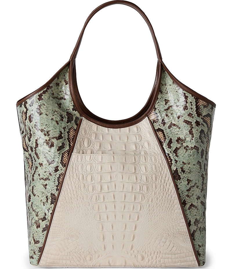 BRAHMIN Multi Genoa Collection Snake Embossed Iona Oversized Tote Bag